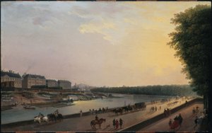 O Sena na Grenouillère, vista do terraço à beira-mar nas Tuileries, cerca de 1777 (óleo sobre madeira)