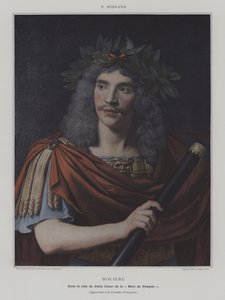Moliere dans le role de Jules Cesar de la "Mort de Pompee" (Moliere in the Role of Julius Caesar in The Death of Pompey) (foto colorida) de Pierre (after) Mignard