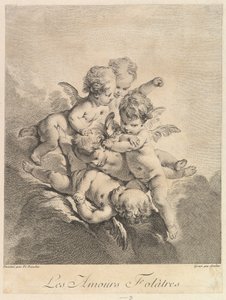 Crianças brincando, 1750. de Pierre Alexandre Aveline