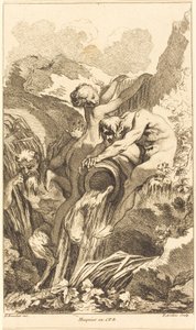 Sátiro, Ninfa e Deus do Rio, em ou após 1736. de Pierre Alexandre Aveline