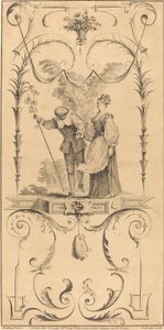 Pastor e Pastora (?) de Pierre Alexandre Aveline after Antoine Watteau