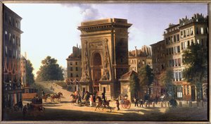 O boulevard du Temple e a Porte Saint Denis, Paris, cerca de 1810 (pintura) de Pierre Alexandre Pau de Saint Martin