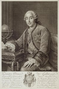 Retrato do príncipe Dmitry Mikhailovich Golitsyn 1721-1793, 1762 de Pierre Alexandre Tardieu