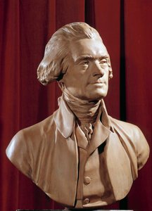 Busto de Thomas Jefferson (1742-1826) Presidente da Escultura dos Estados Unidos de Pierre Alexandre Wille (1748-1821) Blerancourt do século XVIII. Musee Franco-Americano