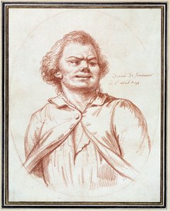Revolução Francesa: "retrato de Georges Jacques Danton (1759-1794) leva ao tormento" Desenho a la sanguine atribuído a Pierre Wille (1748-1821)