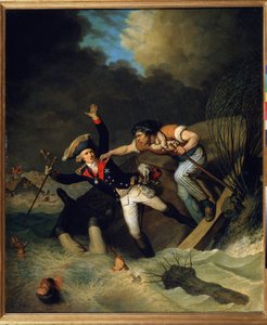 A morte de Leopold de Brunswick, durante uma inundação em Brunswick, em 1785. Pintura de Pierre Alexandre de Wille (1748-1821). Óleo sobre tela