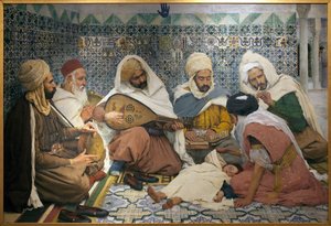 Exorcismo: Músicos árabes perseguindo gênios do corpo de uma criança. Pintura de André Brouillet (1857-1914), Oil On Canvas