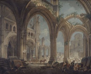 Demolição da igreja de Saint-Jean-en-Greve, c.1800 (óleo sobre tela) de Pierre Antoine Demachy