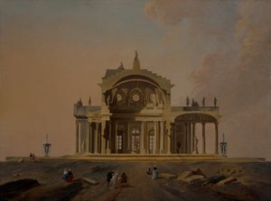 Estudos arquitectónicos fantásticos com figuras de Pierre Antoine Demachy
