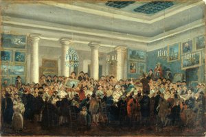 Venda pública de pinturas, cerca de 1785 (óleo sobre tela) de Pierre Antoine Demachy