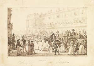 Robespierre e seus cúmplices sendo conduzidos à sua execução, 1794