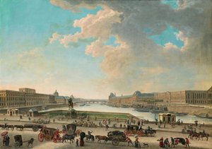 Vista de Paris da Place Dauphine, entre 1750 e 1775. de Pierre Antoine Demachy