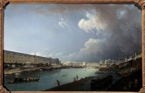 Vista do Louvre e da Ile de la Cite tirada da Pont Royal Painting de Pierre Demachy (1723-1807) 1778 Sun. 0,49x0,77m. de Pierre Antoine Demachy