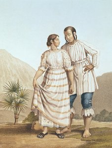 Traje indiano mexicano, de &39;viagem às regiões equinociais do novo continente&39; por Alexander von Humboldt (1769-1859), gravado por Michel Bouquet (1807-90) publicado em 1810