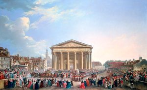 Cerimônia na nova igreja de St Genevieve, 1765 de Pierre Antoine de Machy