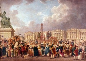 Execução por guilhotina em Paris durante a Revolução Francesa, 1790 1793-1807 de Pierre Antoine de Machy