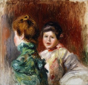 Um esboço das cabeças de duas mulheres; Esboço, Duas Cabeças de Mulher, 1895 de Pierre Auguste Renoir