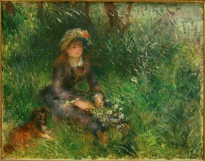 Aline Charigot com o cachorro de Pierre Auguste Renoir