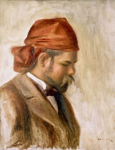 Ambroise Vollard em uma bandana vermelha de Pierre-Auguste Renoir