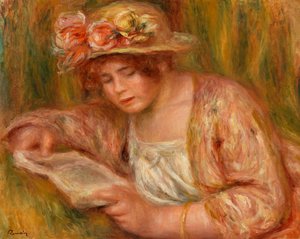 Andrée de chapéu, lendo de Pierre Auguste Renoir