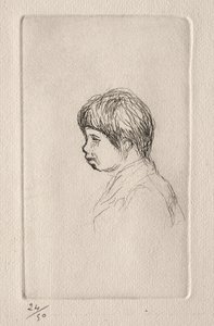 Claude Renoir, de perfil. de Pierre Auguste Renoir