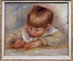 Coco Escritor Pintura de Pierre Auguste Renoir (1841-1919). 1906. Dim. 0,29 x 0,37 m. Lyon, Museu de Belas Artes de Pierre Auguste Renoir
