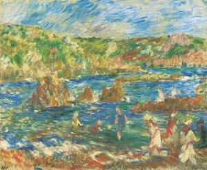 Crianças na praia de Guernsey, c.1883 de Pierre Auguste Renoir