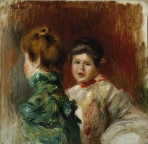 Heads of Two Women, c.1895 (óleo sobre tela) de Pierre Auguste Renoir