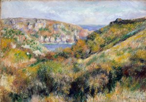 Colinas ao redor da Baía de Moulin Huet, Guernsey, 1883 de Pierre Auguste Renoir