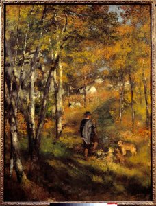 Jules Lecoeur e os seus cães na floresta de Fontainebleau. Pintura de Pierre Auguste Renoir (1841-1919) de Pierre Auguste Renoir