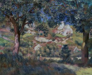 Paisagem em La Roche Guyon, c.1887 (óleo sobre tela) de Pierre Auguste Renoir