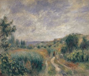 Paisagem perto de Essoyes Paisagem com duas figuras na grama, 1892. de Pierre Auguste Renoir