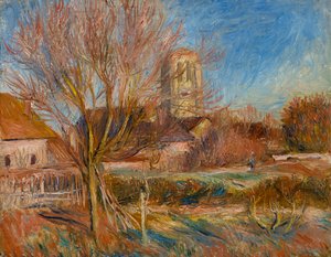A igreja de Essoyes, c.1900 (óleo sobre tela) de Pierre Auguste Renoir