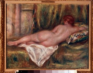 Camada nua vista das costas ou descansada após o banho Pintura de Pierre Auguste Renoir (1841-1919) 1909 Sol. 0,41x0,52 m Paris, Musee d