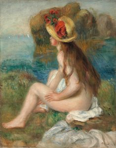 Nu com um chapéu de palha ao lado do mar, 1892