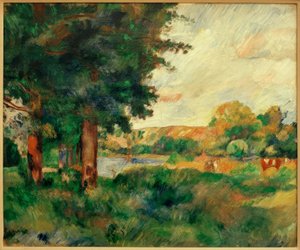 Paisagem da Ile de France com grandes árvores de Pierre Auguste Renoir