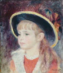 Retrato, de, um, menina jovem, em, um, chapéu azul, 1881
