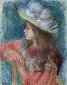 Jovem sentada em um chapéu branco, 1884 (pastel sobre papel)