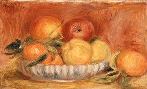 Natureza morta com maçãs e laranjas; Natureza Morte aux pommes et laranjas, final de 1890 "s de Pierre Auguste Renoir