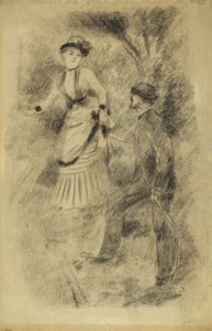 A Descida da Cúpula: Jean Martin Steadies Hélène, a Filha do Banqueiro, 1881 de Pierre Auguste Renoir