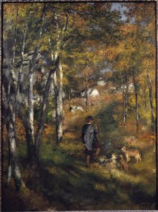 O pintor Jules Le Coeur com seus cães na floresta de Fontainebleau Pintura de Pierre-Auguste Renoir (1841-1919) 1866 Dim 105x79 cm São Paulo, Museu de Arte, Brasil de Pierre Auguste Renoir