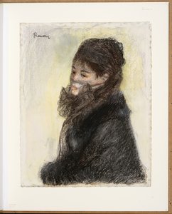 A mulher velada, c.1877-79 (giz, pastel, papel) de Pierre Auguste Renoir