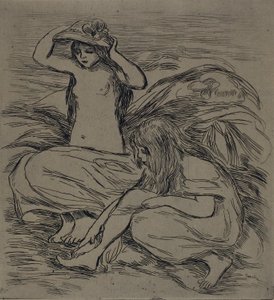 Duas mulheres tomando banho de Pierre Auguste Renoir