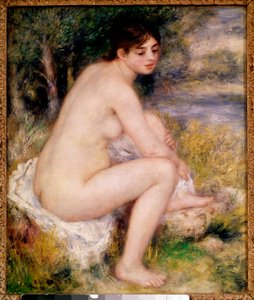 Mulher Nua numa Pintura de Paisagem de Pierre Auguste Renoir (1841-1919) 1883 Paris, Musee d