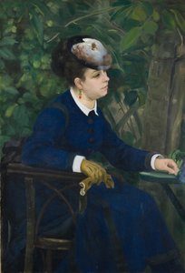Mulher em um jardim Mulher com um chapéu de gaivota, 1868. de Pierre Auguste Renoir