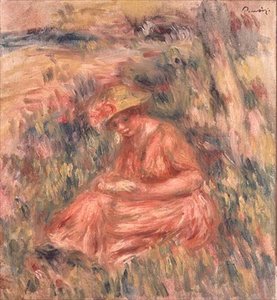 Mulher sentada na relva de Pierre Auguste Renoir