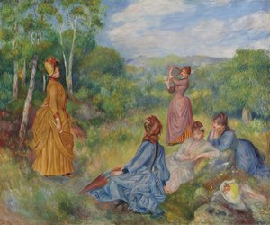 Moças que jogam badminton, ca 1887 de Pierre Auguste Renoir