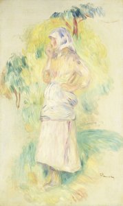 Camponês jovem comendo uma maçã; Jovem camponesa comendo uma maçã, c.1894 de Pierre Auguste Renoir