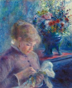 Mulher jovem a coser de Pierre Auguste Renoir