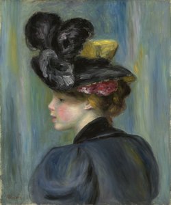 Jovem mulher com chapéu preto; Jovem de chapéu preto, 1895 de Pierre Auguste Renoir